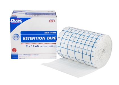 Dressing Retention Tape with Liner Dukal™ Pre-Cut Nonwoven / Adhesive 4 Inch X 11 Yard White NonSterile (1/BX 6BX/CS) by Dukal Corporation  ID 8221